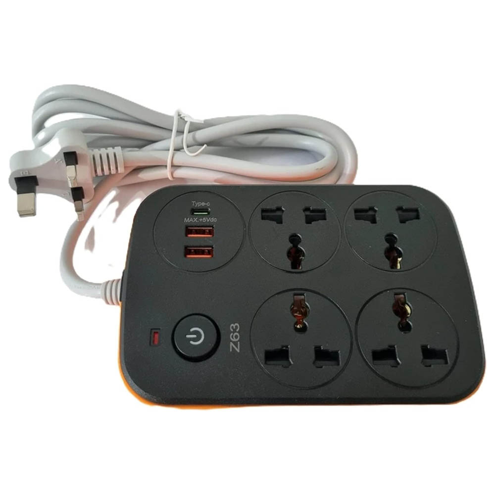 Power Socket Z63 | 2M Cable – 2 USB Ports + 1 Type-C Port