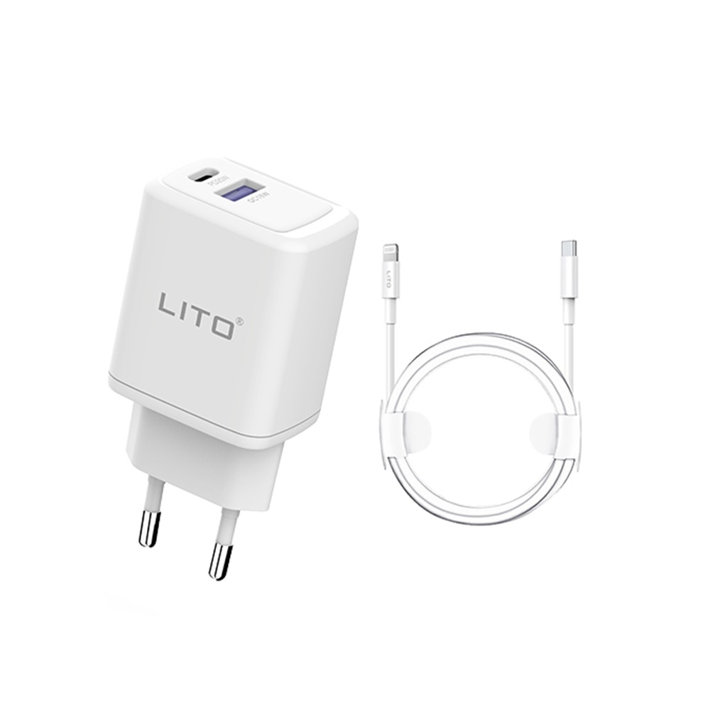 طقم شاحن ليتو LC02 بقوة 20 واط - من USB-C إلى Lightning للشحن السريع