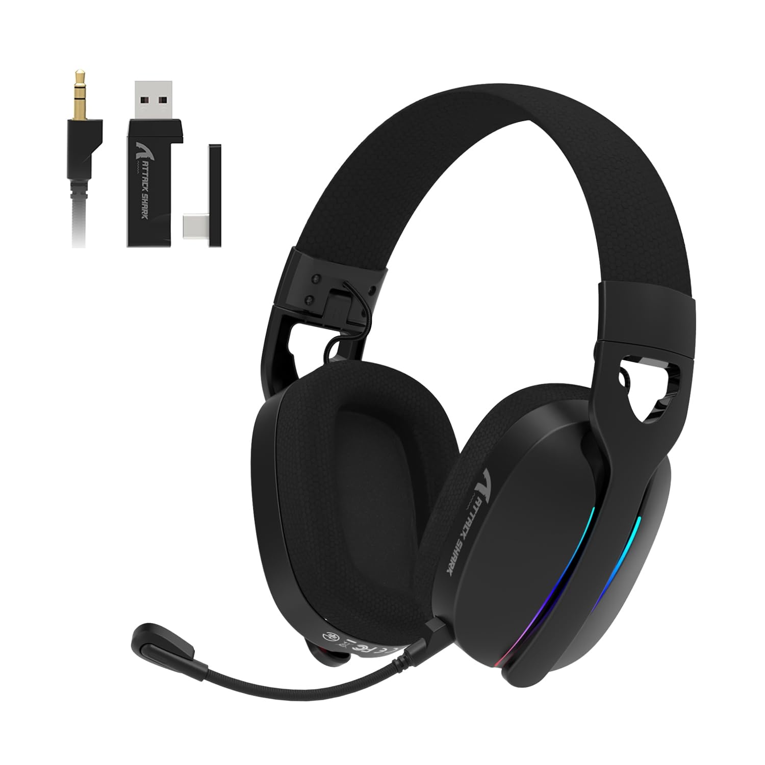 ATTACK SHARK L90 Foldable RGB Ultra-Light Tri-Mode Gaming Headset-Black