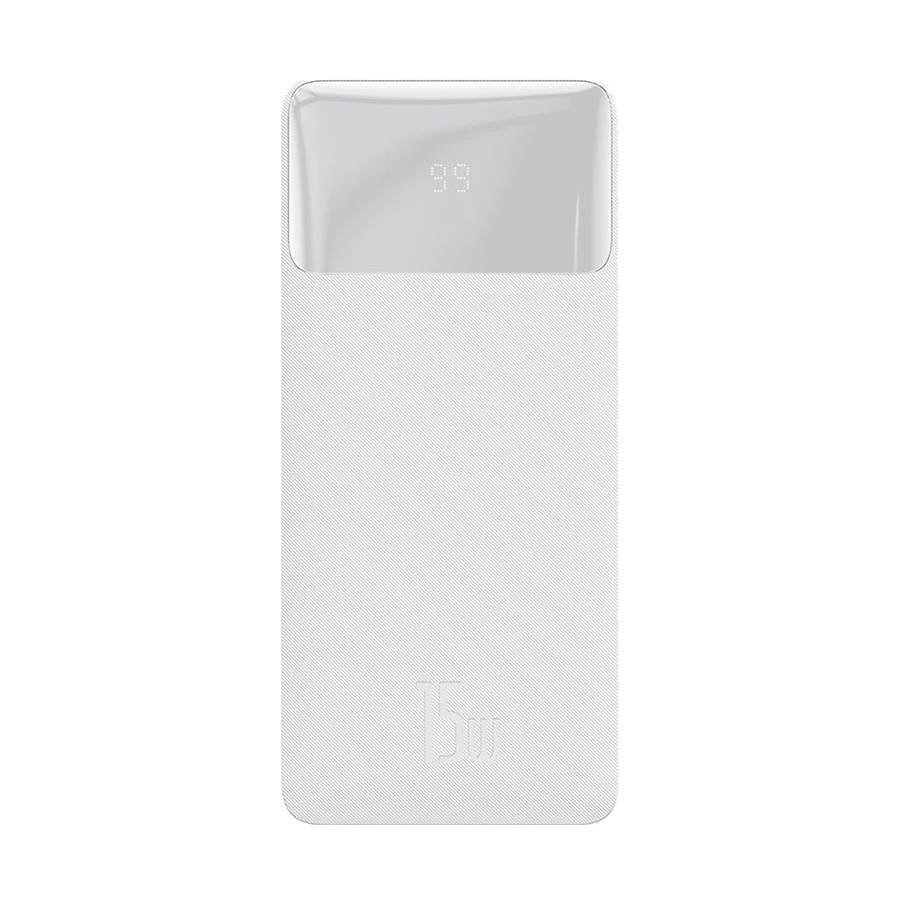 Baseus Bipow 10000mAh شاشەی دیجیتاڵی پاوەر بانک 15W سپی