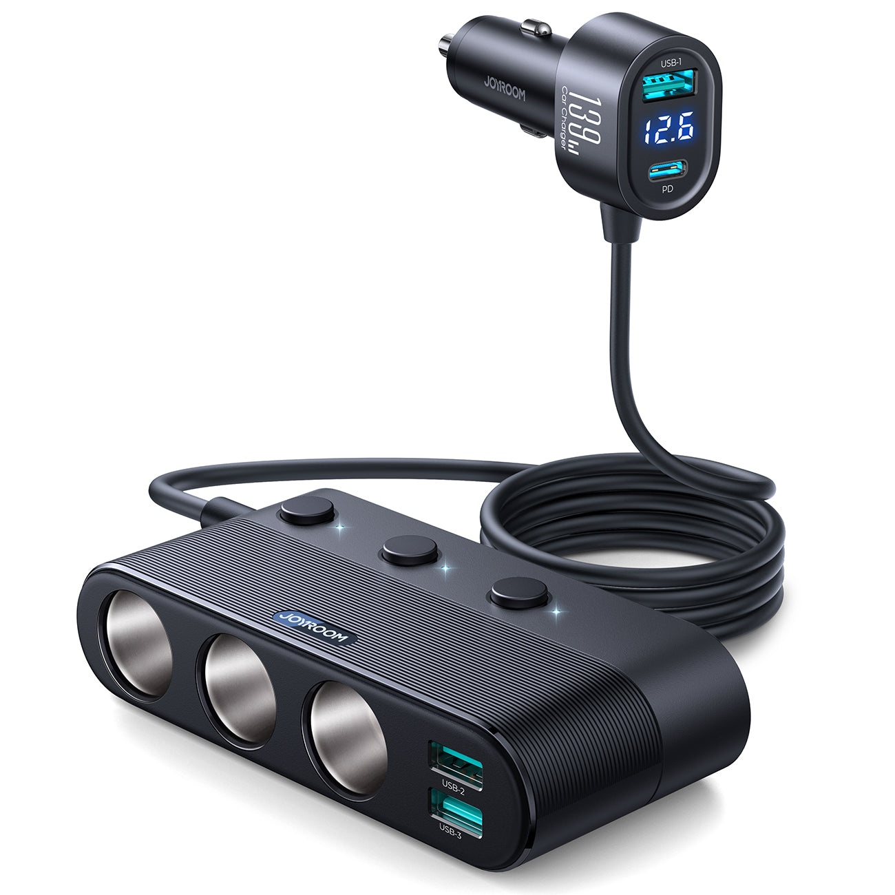 Joyroom 139W 7-in-1 جگەرە لایتەر سپلیتەر بارگاویکەرەوەی ئۆتۆمبێل