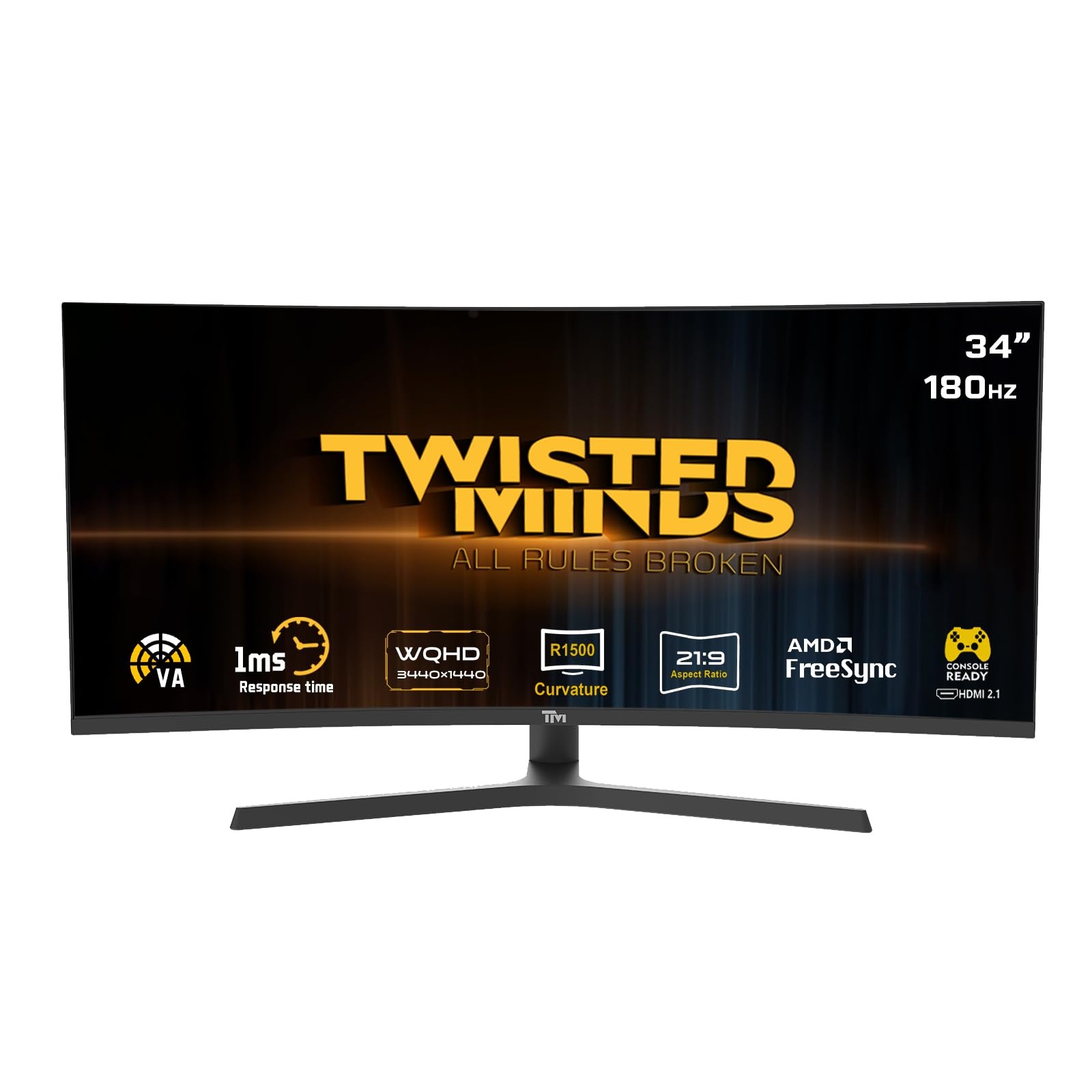 Twistedminds Eclipse Pro Series 34” WQHD (3440×1440) ,180Hz, 1ms Curved VA Dual 3W Speakers Gaming Monitor