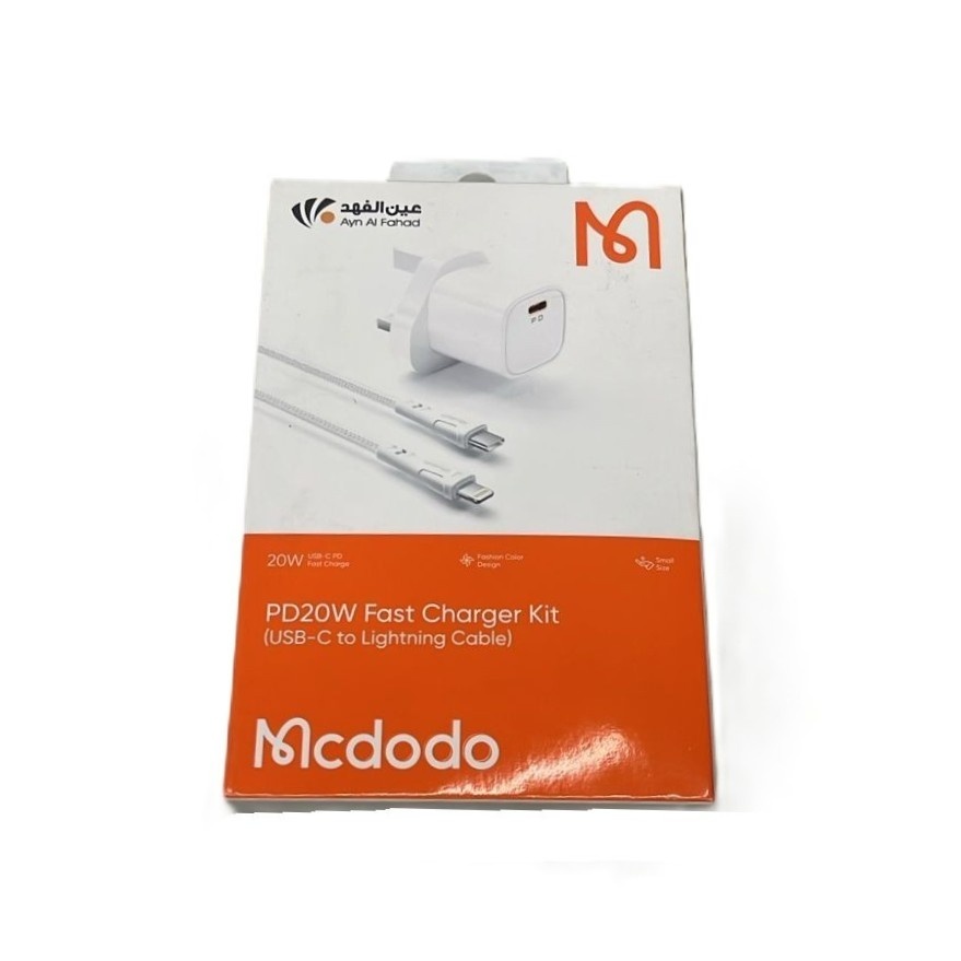 Mcdodo CH-4722 20W Fast Charger – White (Type-C to Lightning Cable Included)