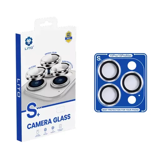Lito S+ Metal Camera Lens Glass for iPhone 15 PROMAX/15PRO Black