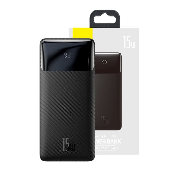 Baseus Bipow 10000mAh شاشەی دیجیتاڵی پاوەر بانک 15W ڕەش