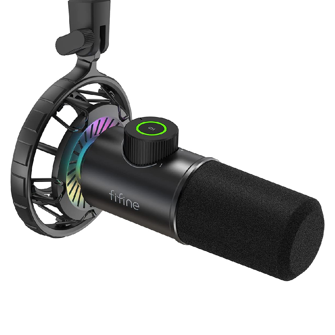 ميكروفون فايفين K658 ديناميكي يعمل بمنفذ USB مع إضاءة RGB