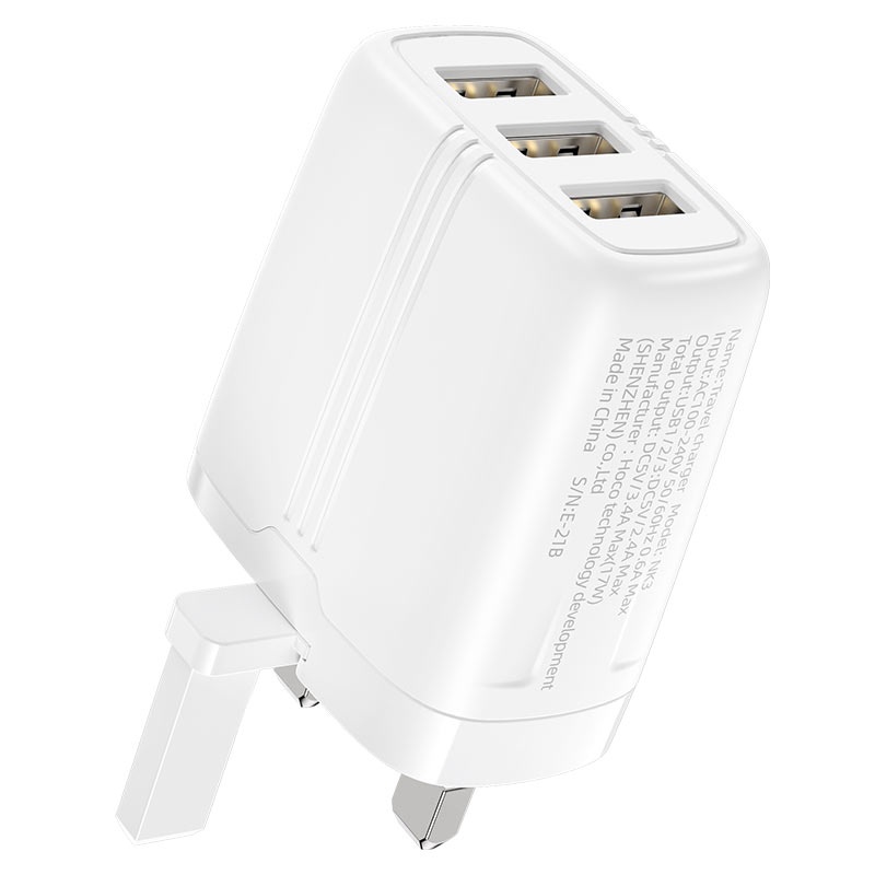 شاحن Hoco NK3 سريع بثلاثة منافذ USB – شاحن حائط متعدد الأجهزة