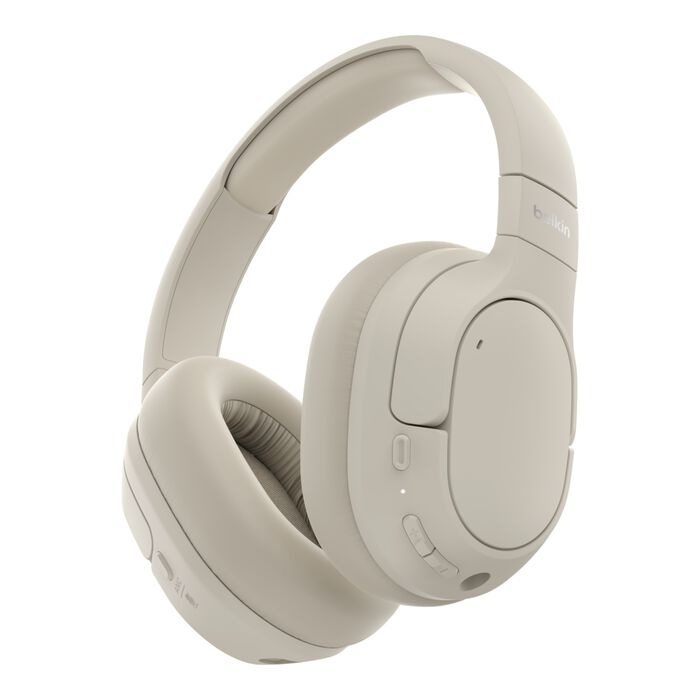 Belkin SoundForm Isolate Noise-Cancelling Over-Ear Headphones – Sand