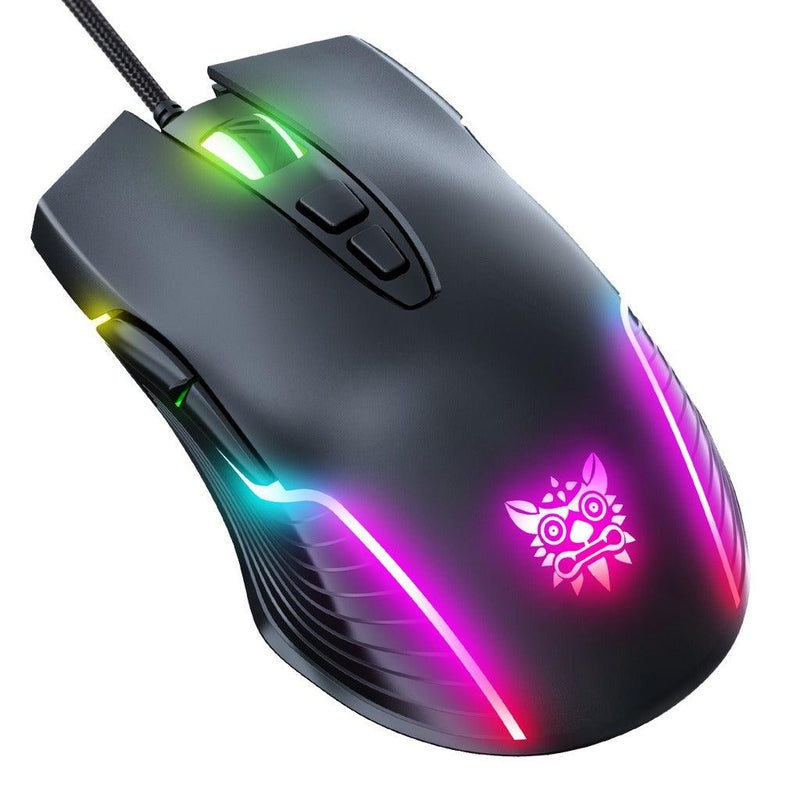 ONIKUMA CW905 Wired Gaming Mouse with RGB Lighting, 6400 DPI, 7 Buttons, USB Connection, and 1.5m Cable - Black