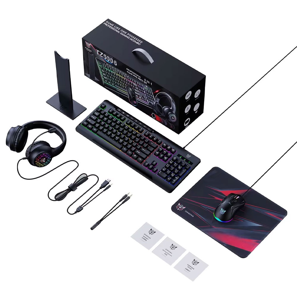 ONIKUMA TZ5008 5-in-1 Gaming Combo – RGB Keyboard, USB Mouse