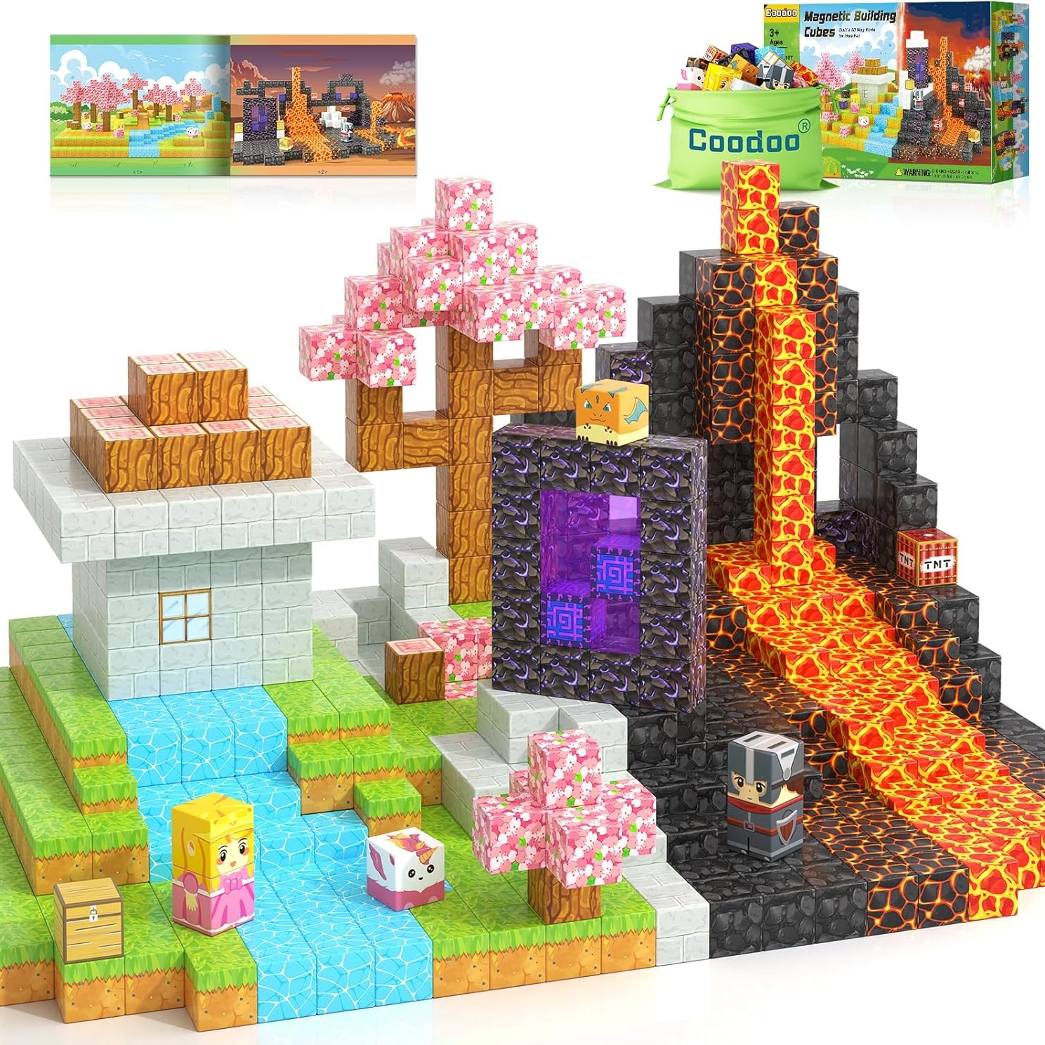 Minecraft Magnetic Building Sakura Princess & Lava Knight 100pcs
