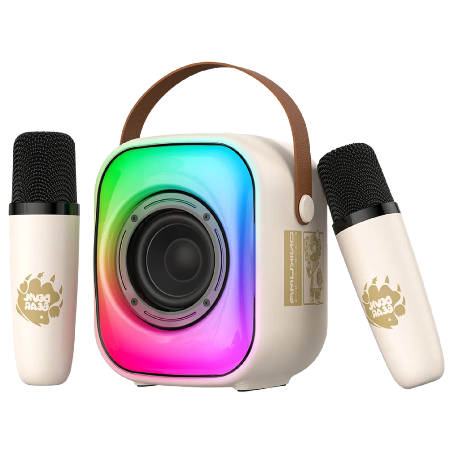 مكبر صوت لاسلكي ONIKUMA L7 RGB + ميكروفون - بيج (بلوتوث 5.3)