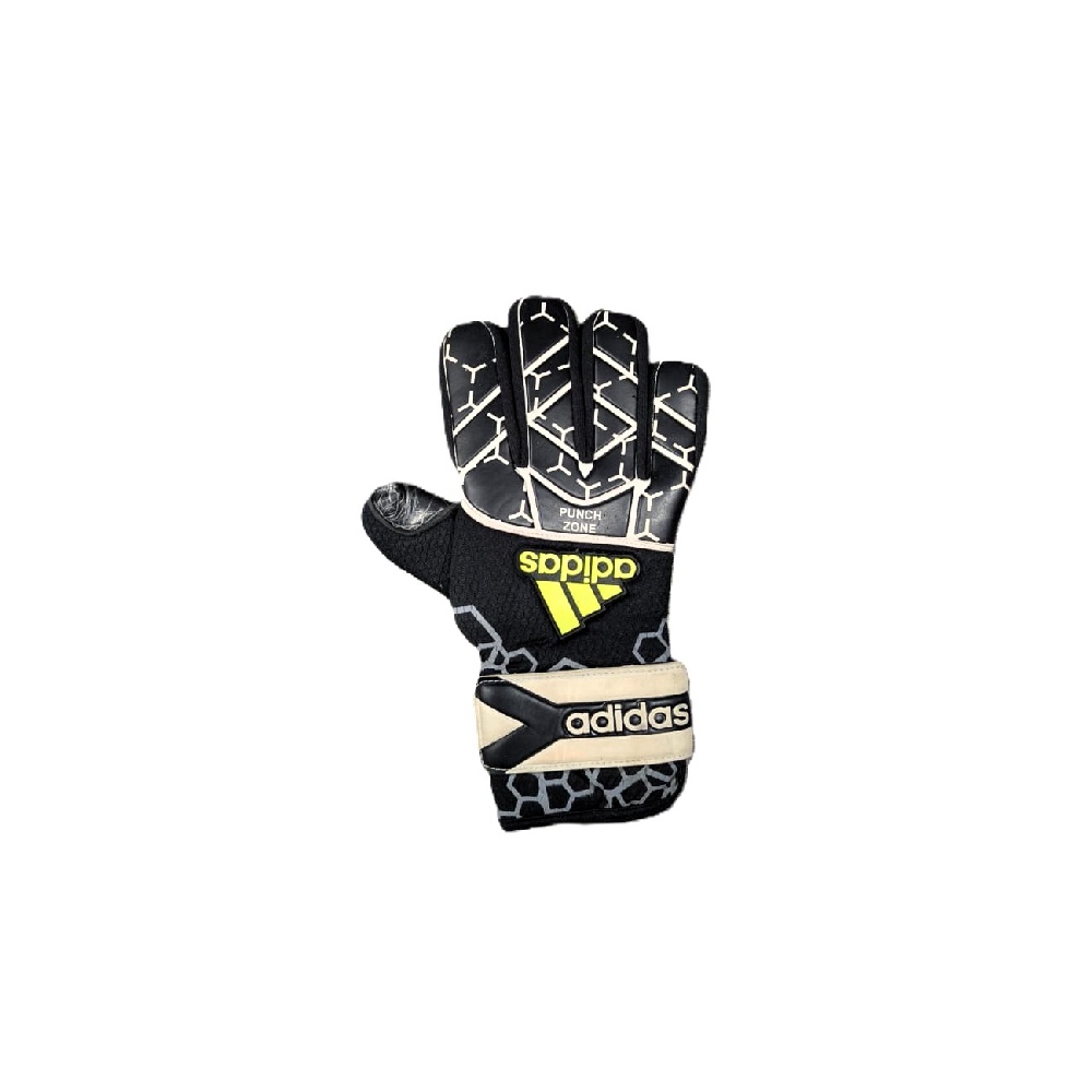 Adidas Goalkeeper Gloves – Black & White with Green Logo (Size 10)