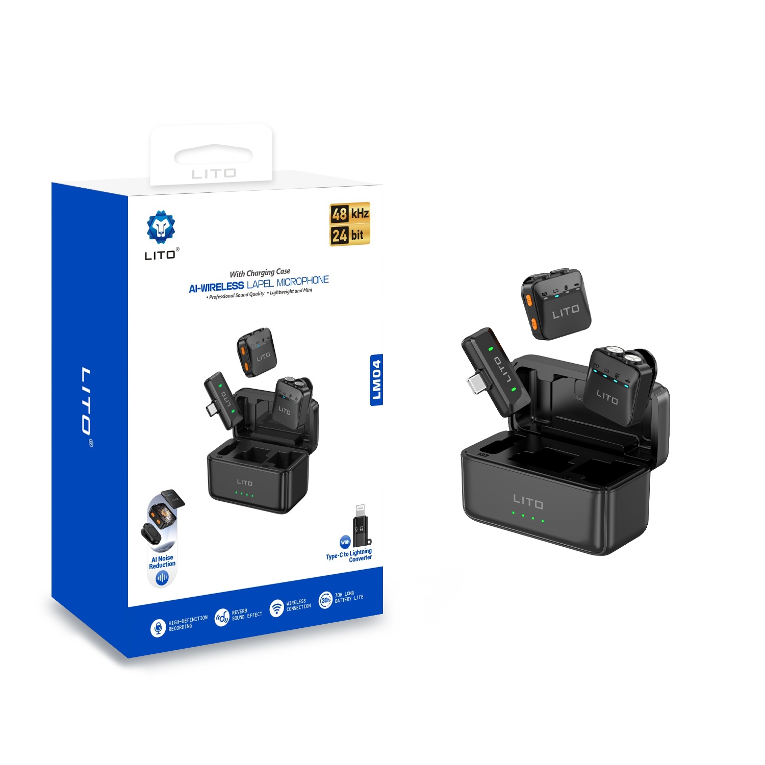 LITO LM04 Professional Dual-Channel Wireless Lavalier Microphone