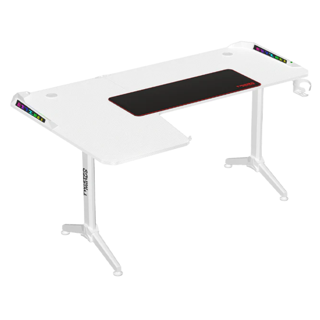 Twisted Minds Warrior L-Shaped Gaming Desk RGB (Left - White)