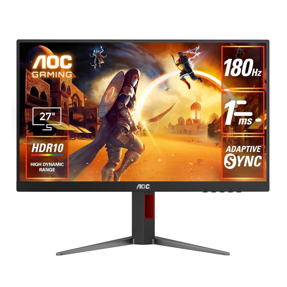 مۆنیتەری یاری AOC 27G4 27 ئینج - کوالێتی FHD، لەرەلەری 180 هێرتز، خێرایی 1 میلی چرکە