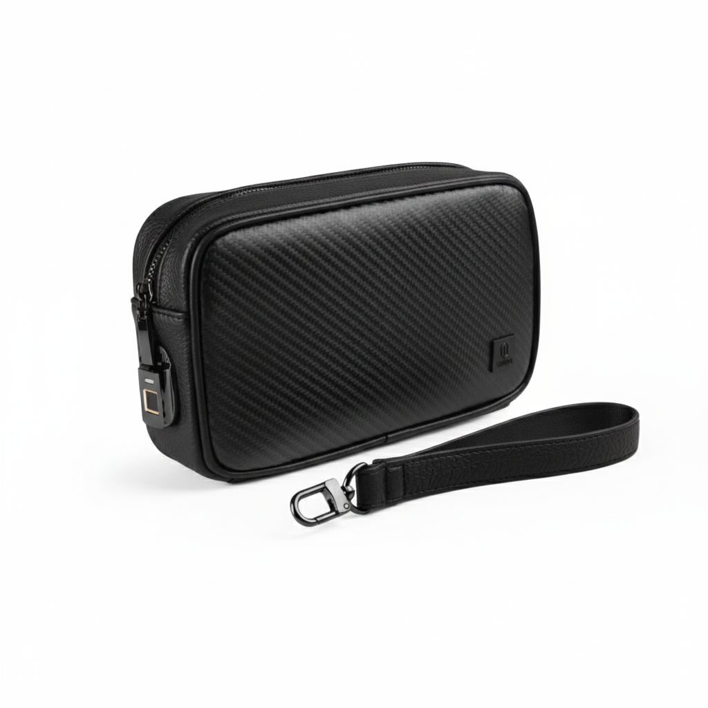 WiWU Master Carbon Fingerprint Lock Pouch – Black