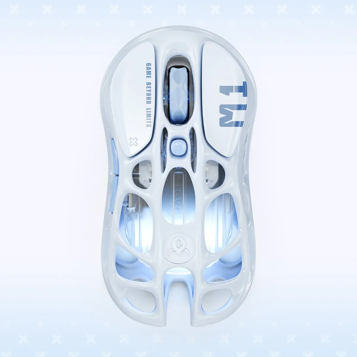 ماوسی کایەکردنی بێوایەری GravaStar Mercury M1 Pro - ڕەنگی Ice Blue