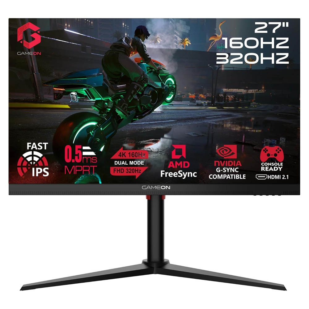 شاشة ألعاب GameOn GOSX27B 27 بوصة 4K – 160 هرتز / 320 هرتز FHD، أسود