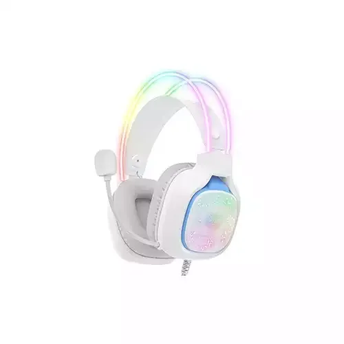 سماعة الألعاب السلكية ONIKUMA X22 RGB - بيضاء (USB + كابل 3.5 مم، 1.8 متر)