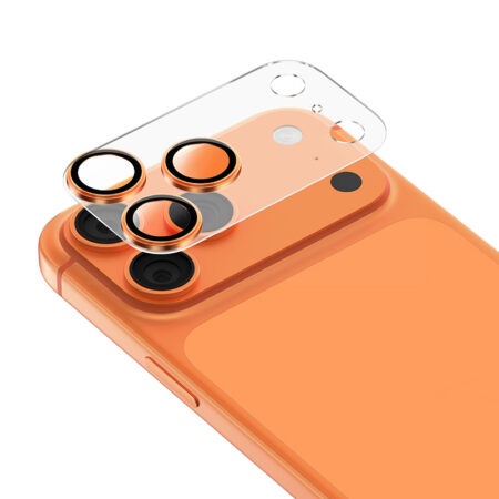 واقي عدسة كاميرا REGGIO لسلسلة iPhone 17 – تصميم قطعة واحدة، باللون البرتقالي