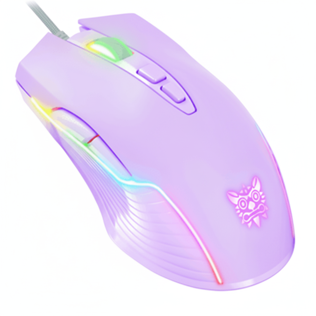 ONIKUMA CW905 Wired Gaming Mouse with RGB Lighting, 6400 DPI, 7 Buttons, USB Connection, and 1.5m Cable Purple 