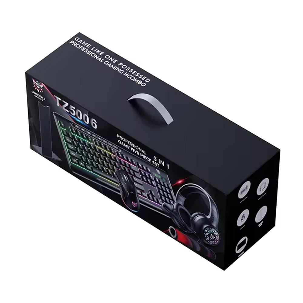 ONIKUMA TZ5008 5-in-1 Gaming Combo – RGB Keyboard, USB Mouse