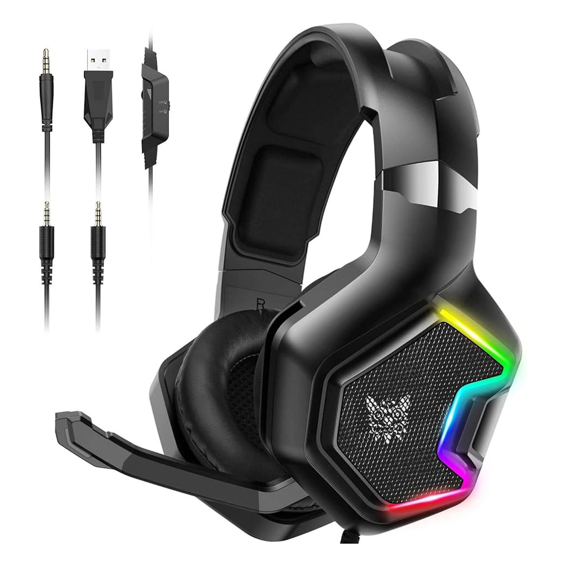 سماعة الألعاب السلكية ONIKUMA K10 PRO RGB (أسود، كابل 2.2 متر)