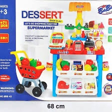 Dessert Supermarket Casher With All Kinds of Foods - 71pcs