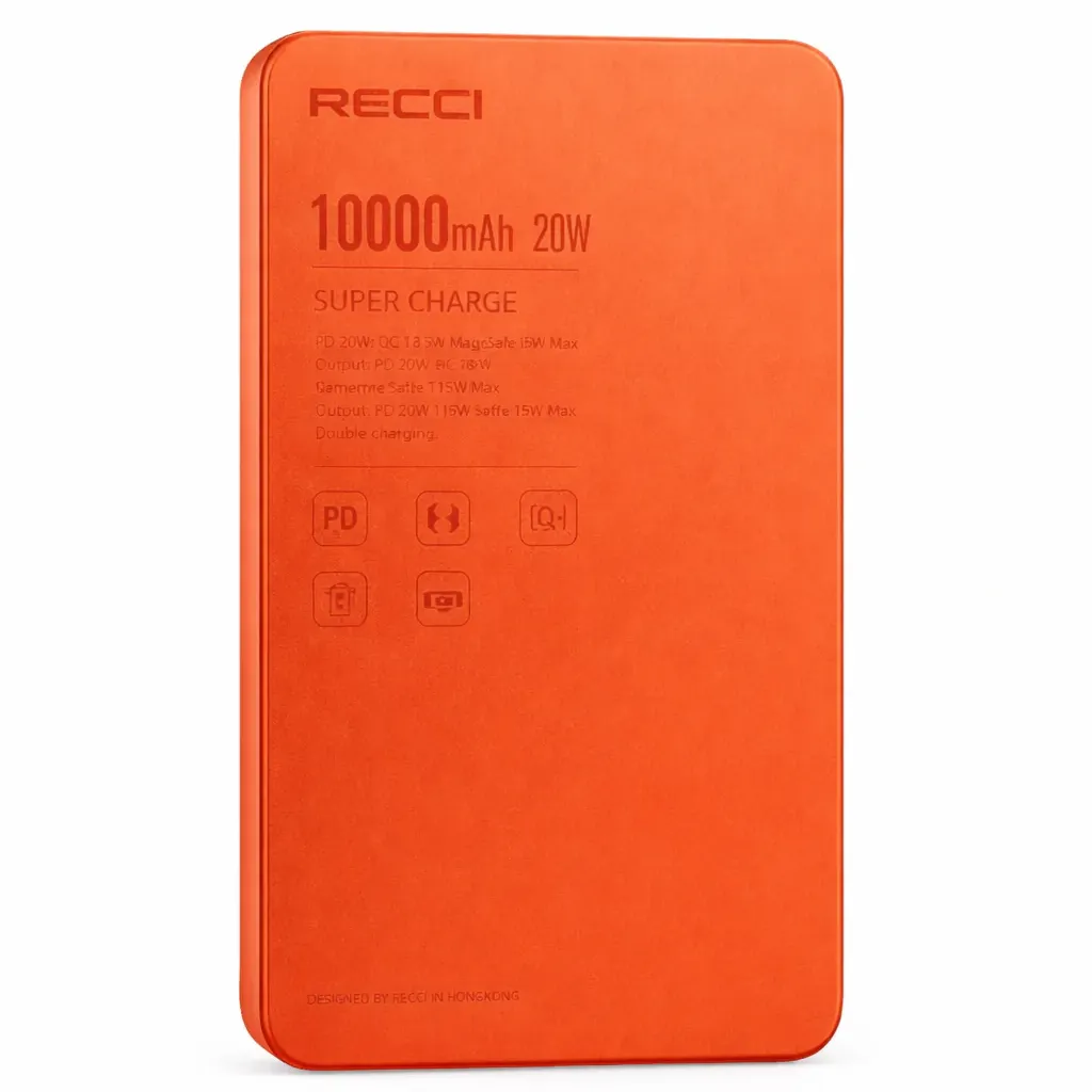 Recci Ultra-Slim Power Bank 10000mAh with 20W PD & 15W Wireless Charging