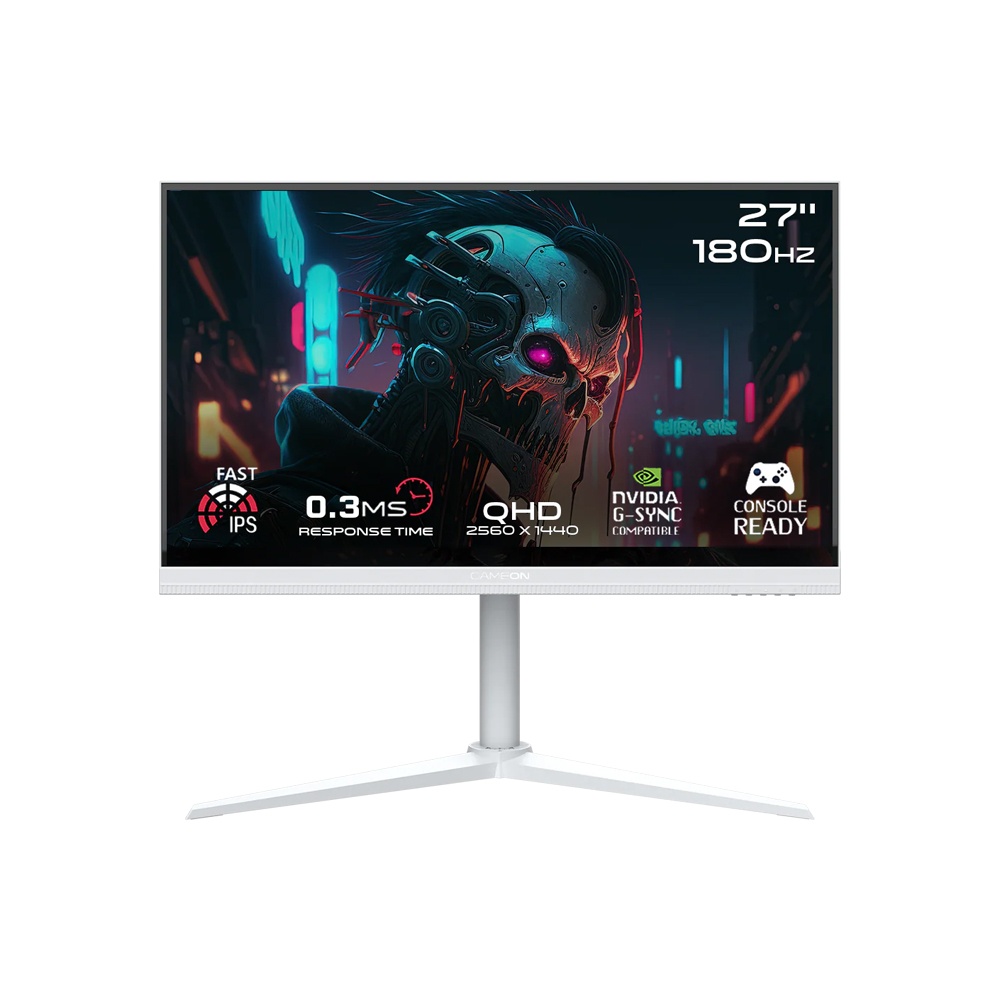 شاشة ألعاب GAMEON GOA27QHD180IPS سلسلة آركتيك برو 27 بوصة QHD، 180 هرتز، HDMI 2.1، Fast IPS - أبيض