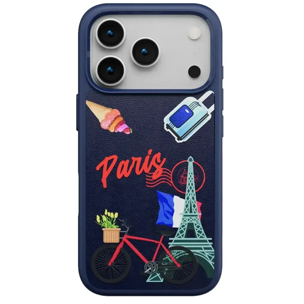 کەیسی چەرم Levelo Vallo PU بۆ ئایفۆن ١٧ Pro Max-blue paris