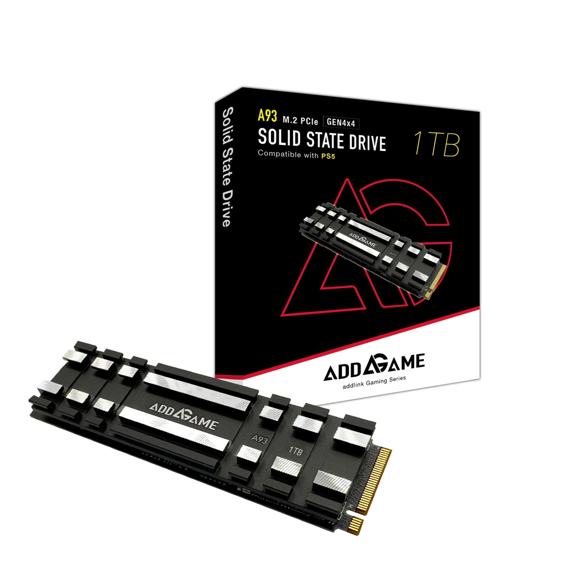 محرك أقراص الألعاب Addlink AddGame A93 PCIe Gen4 x4 NVMe M.2 2280 SSD (1TB)
