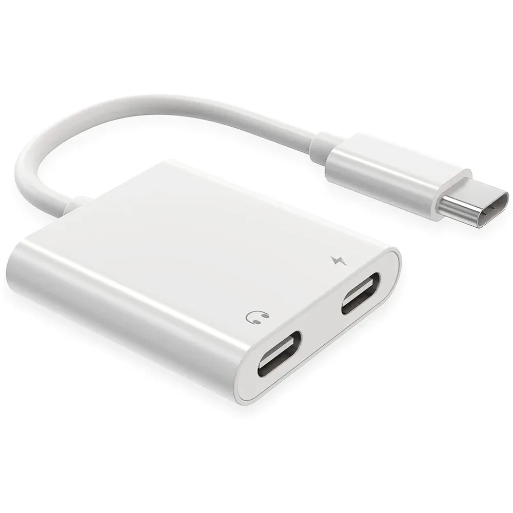 محول Devia EC609 من USB‑C إلى منفذين USB‑C – موزِّع ذكي للشحن والصوت