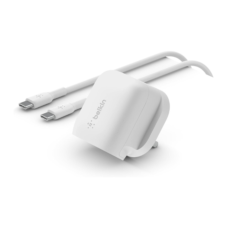 شاحن حائط Belkin BoostCharge USB-C بقوة 20 واط + كابل USB-C بطول 1 متر