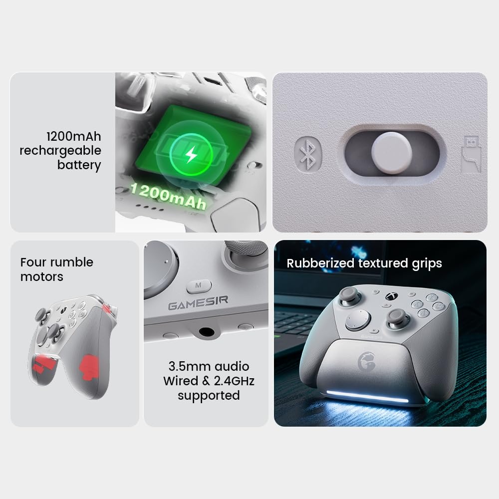 GameSir G7 Pro Tri‑Mode XBOX Wired Controller - White & Silver