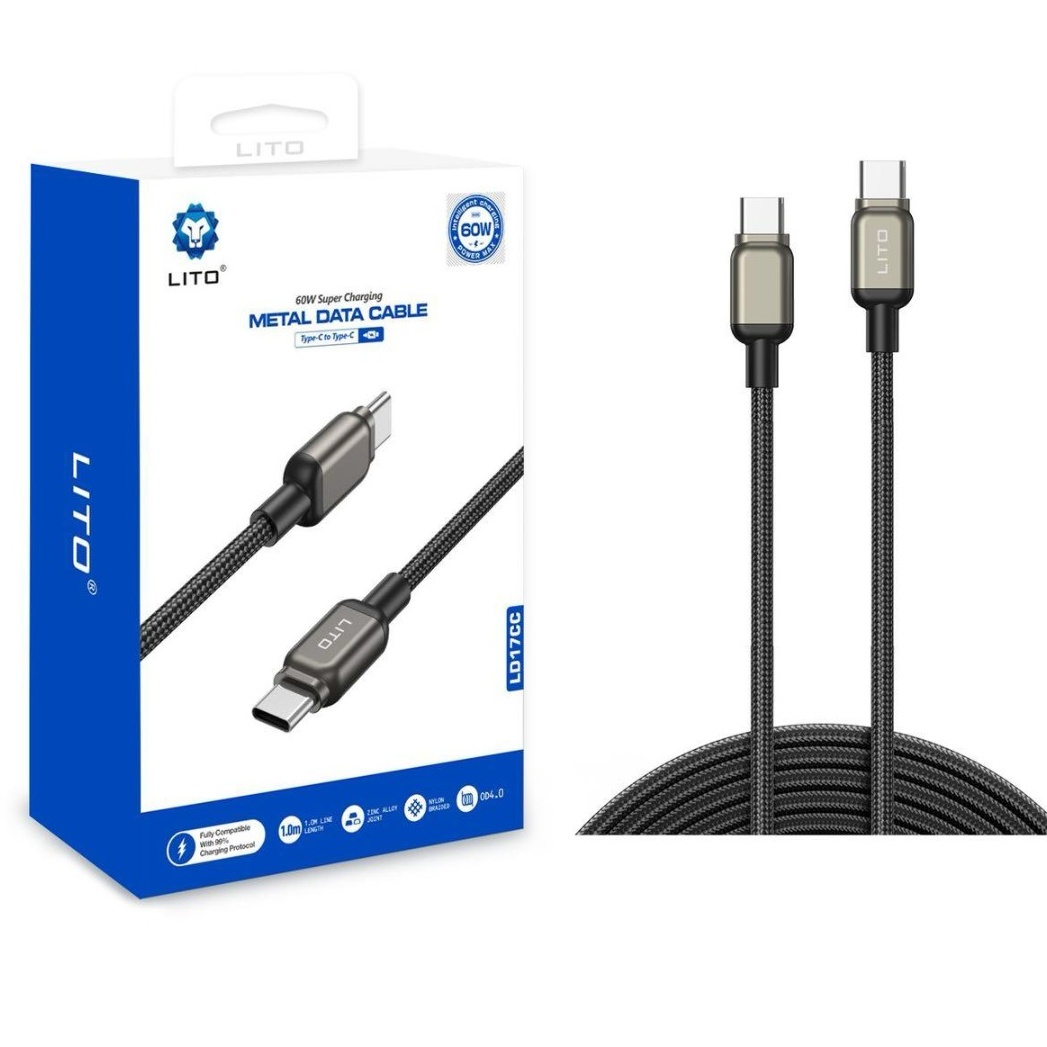 Lito LD17CC 60W High-Speed USB-C to USB-C Braided Charging Cable