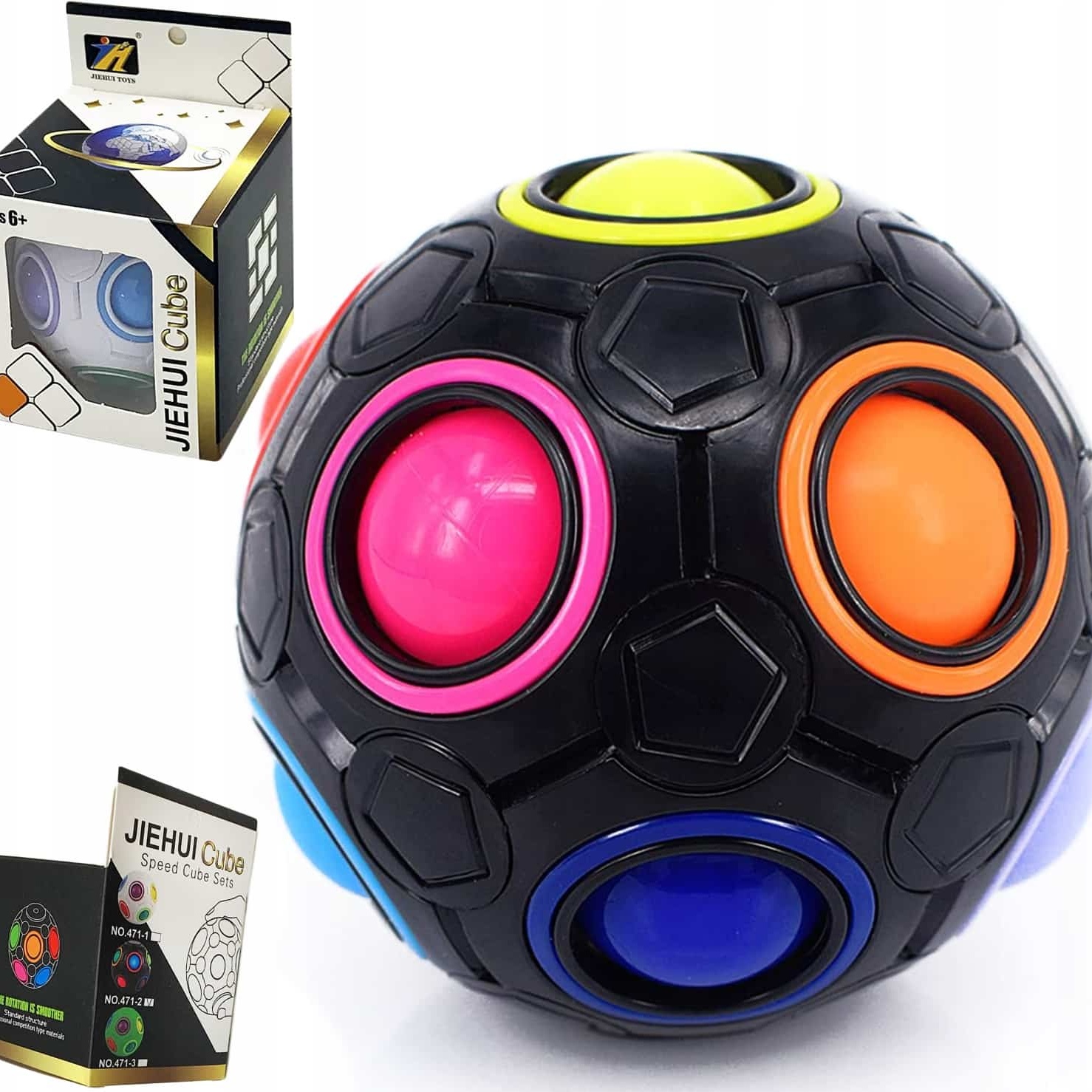 Rubik's Rainbow Ball Sphere Rainbow Spinner Stickerless White