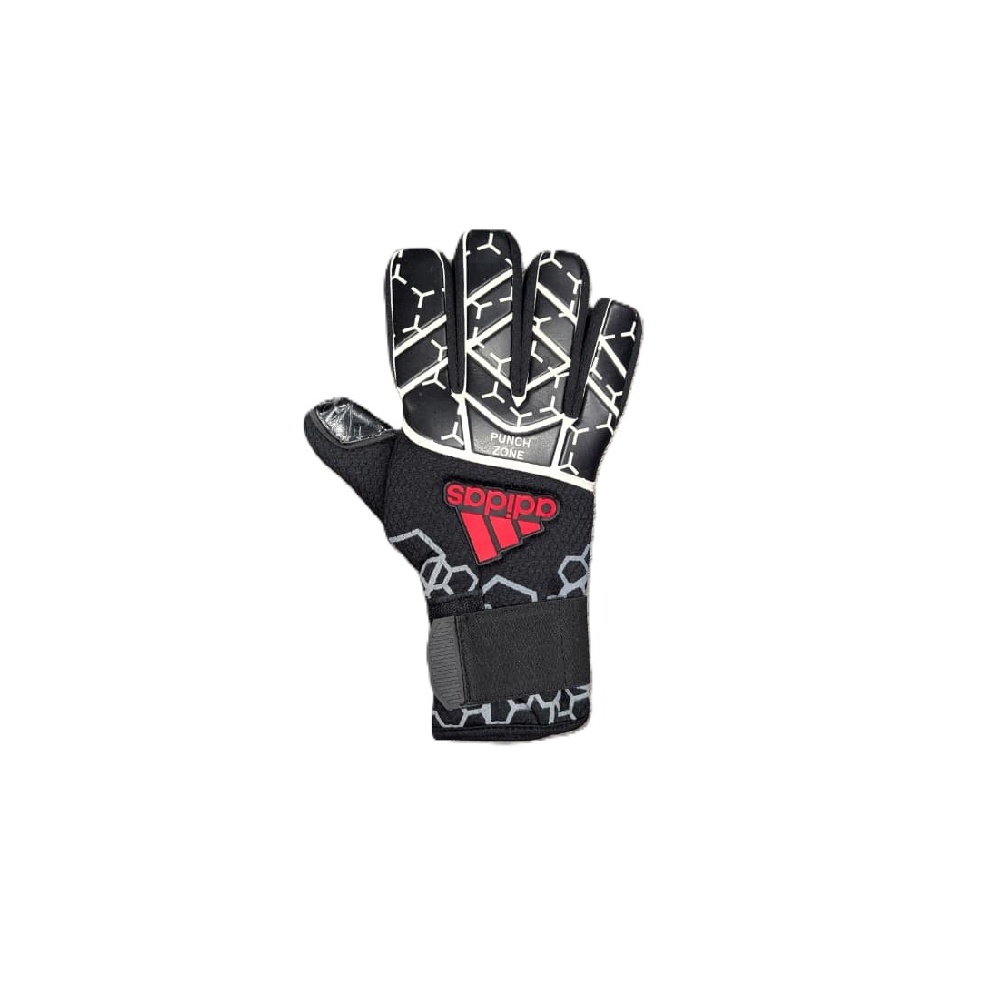 Adidas Goalkeeper Gloves – Black & White with Red Logo (Size 10)