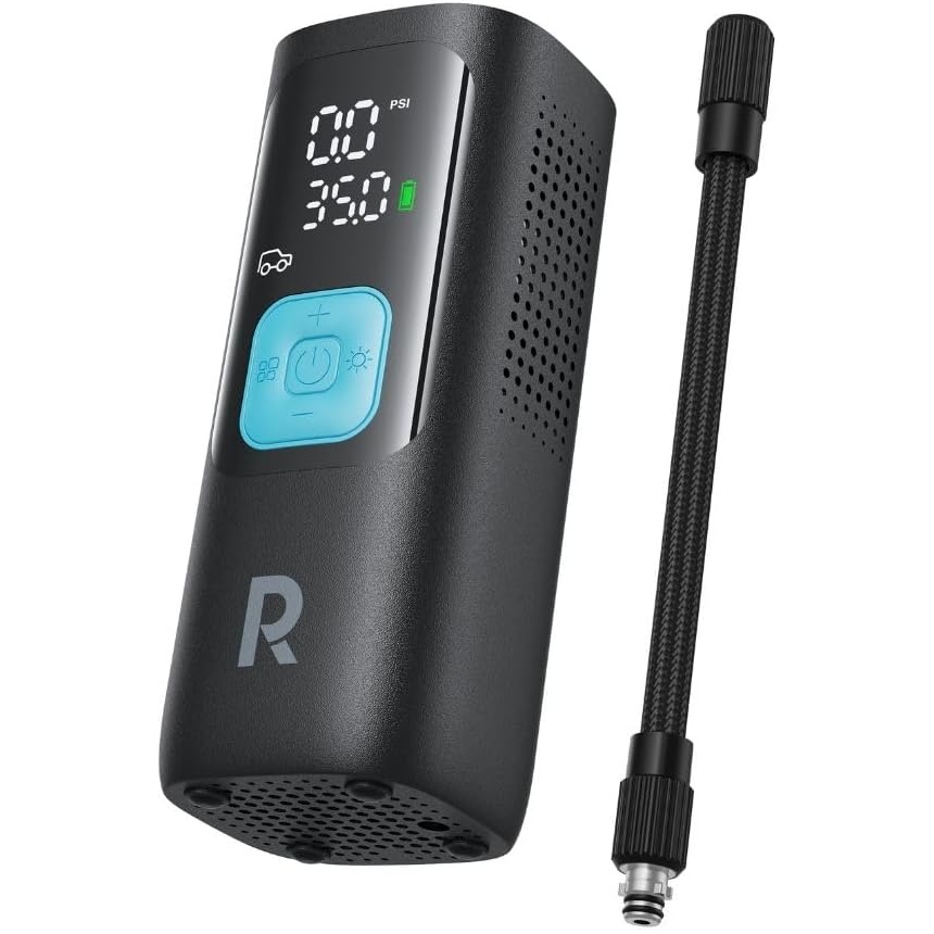 RAVPower 3-in-1 Smart Air Compressor – Cordless Portable Pump with Power Bank & LED Flashlight