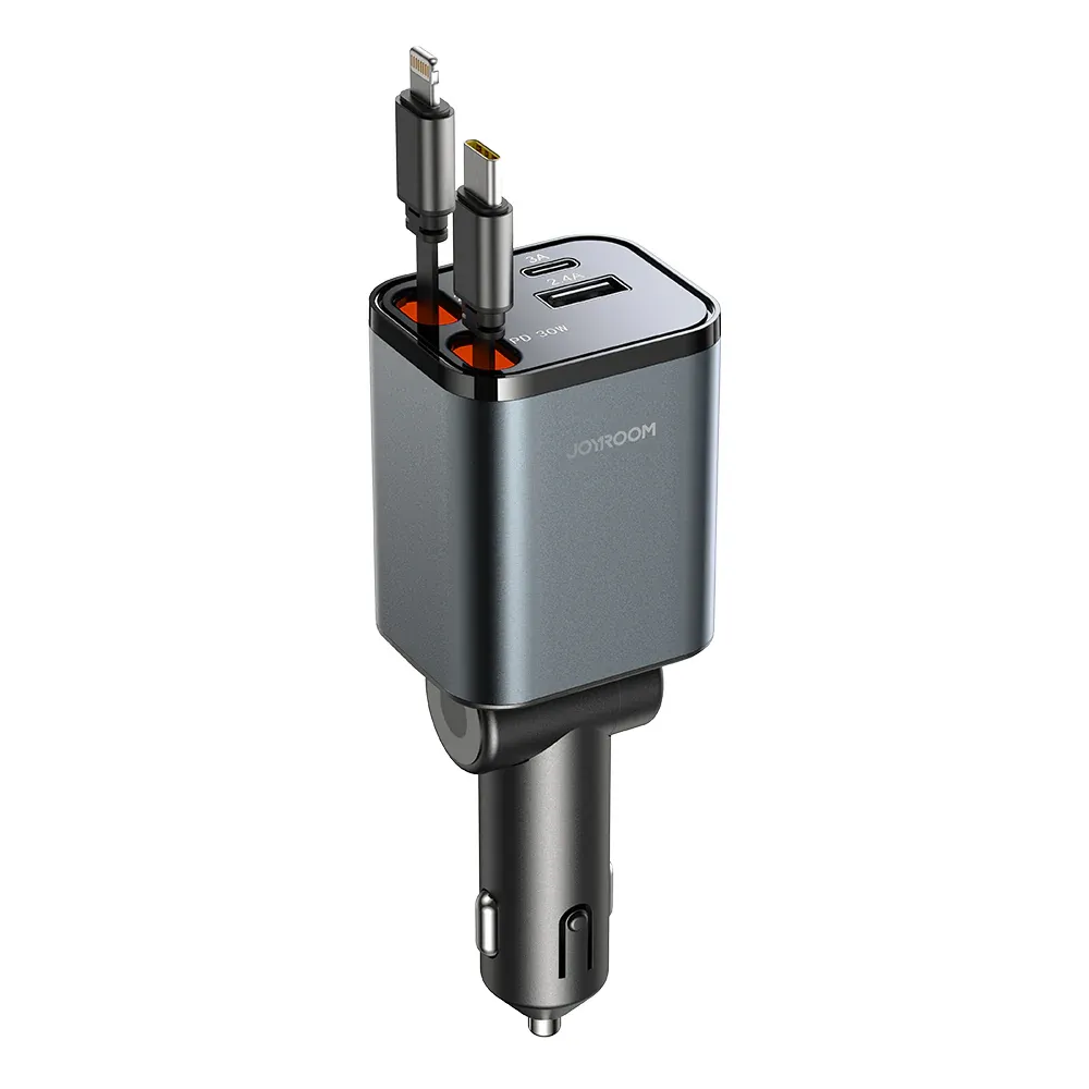 Joyroom 50W 4-in-1 Car Charger – 2 USB-C (PD) + 2 Lightning Ports, Fast Charging