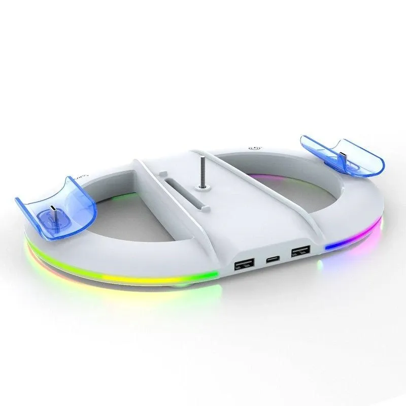 Vertical Stand Charging Dock + RBG Lighting + Controller Charger + Headset Stand 