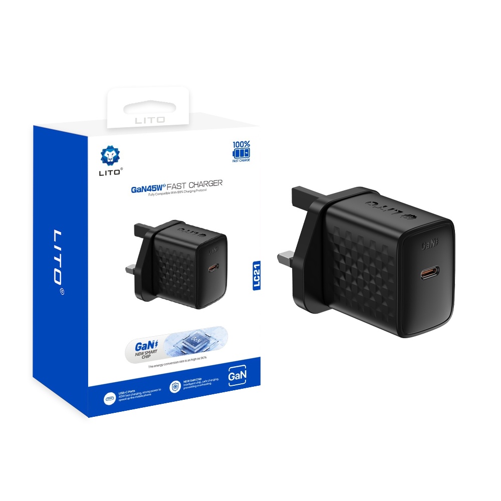 شەحنی LITO LC21 45W USB-C - GaN-شەحنکردنەوەی خێرا