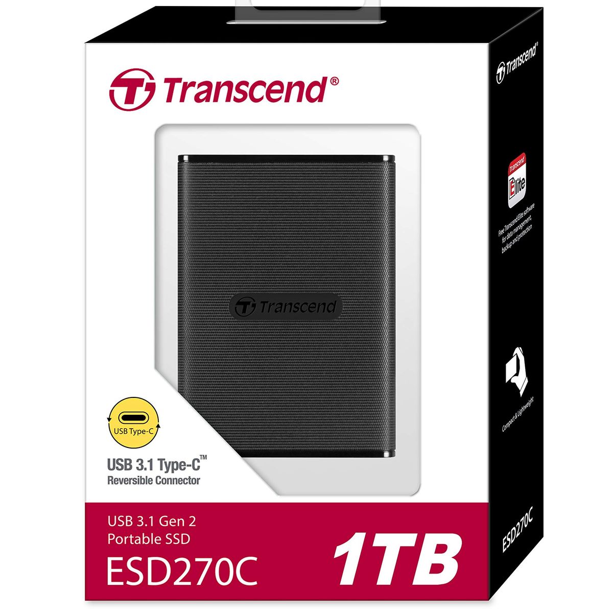 Transcend ESD270C 1TB Portable External SSD – USB-C, 520MB/s Read Speed