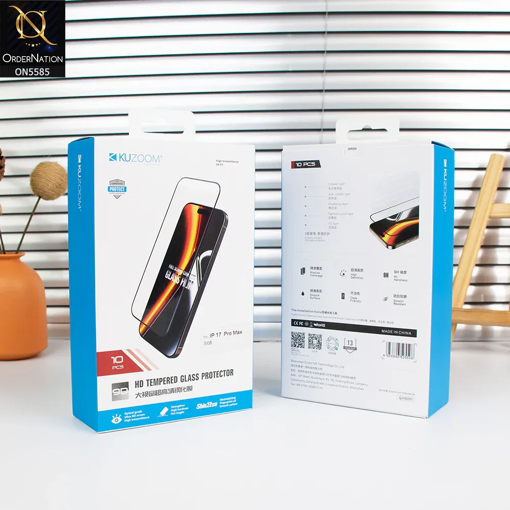 Kuzoom 9D HD Tempered Glass Protector for iPhone 16/15/14 Pro