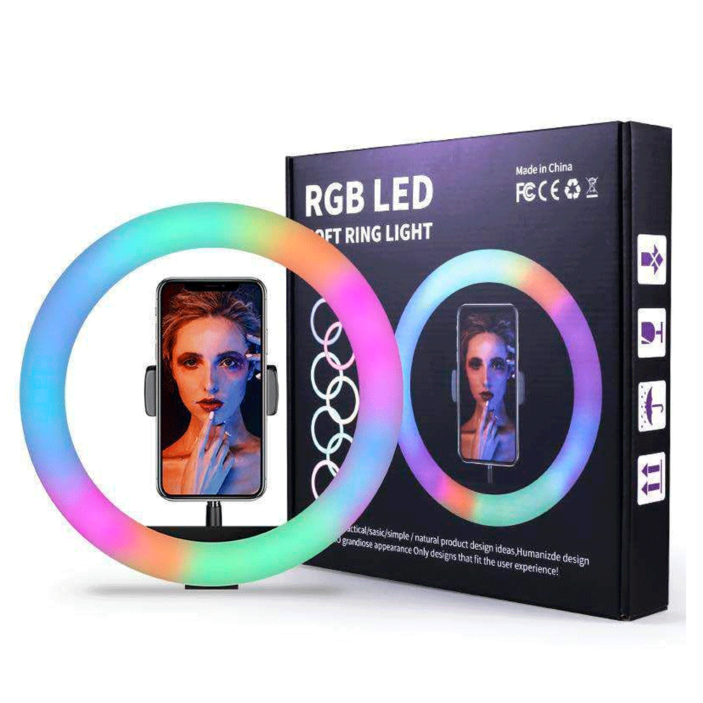 MJ-33 13" RGB LED Soft Ring Light – Adjustable Brightness & Color, Tripod & Phone Holder