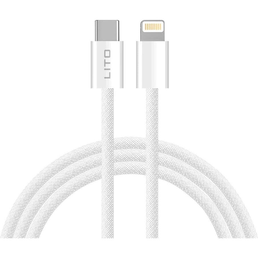 کێبڵی لیتۆ LD04 درێژ لە USB-C بۆ Lightning بۆ بارگاویکردنەوەی خێرا بە هێزی 27 واط - درێژی ٢ مەتر