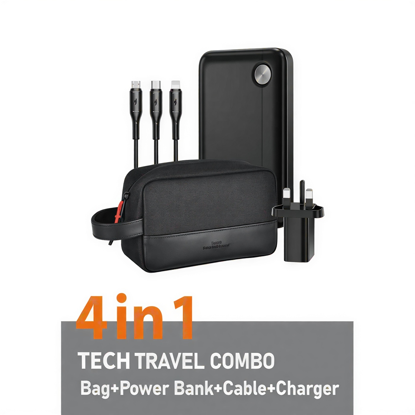WiWU 4 In 1 Tech Travel Combo Bag/Powerbank/Cable/Charger