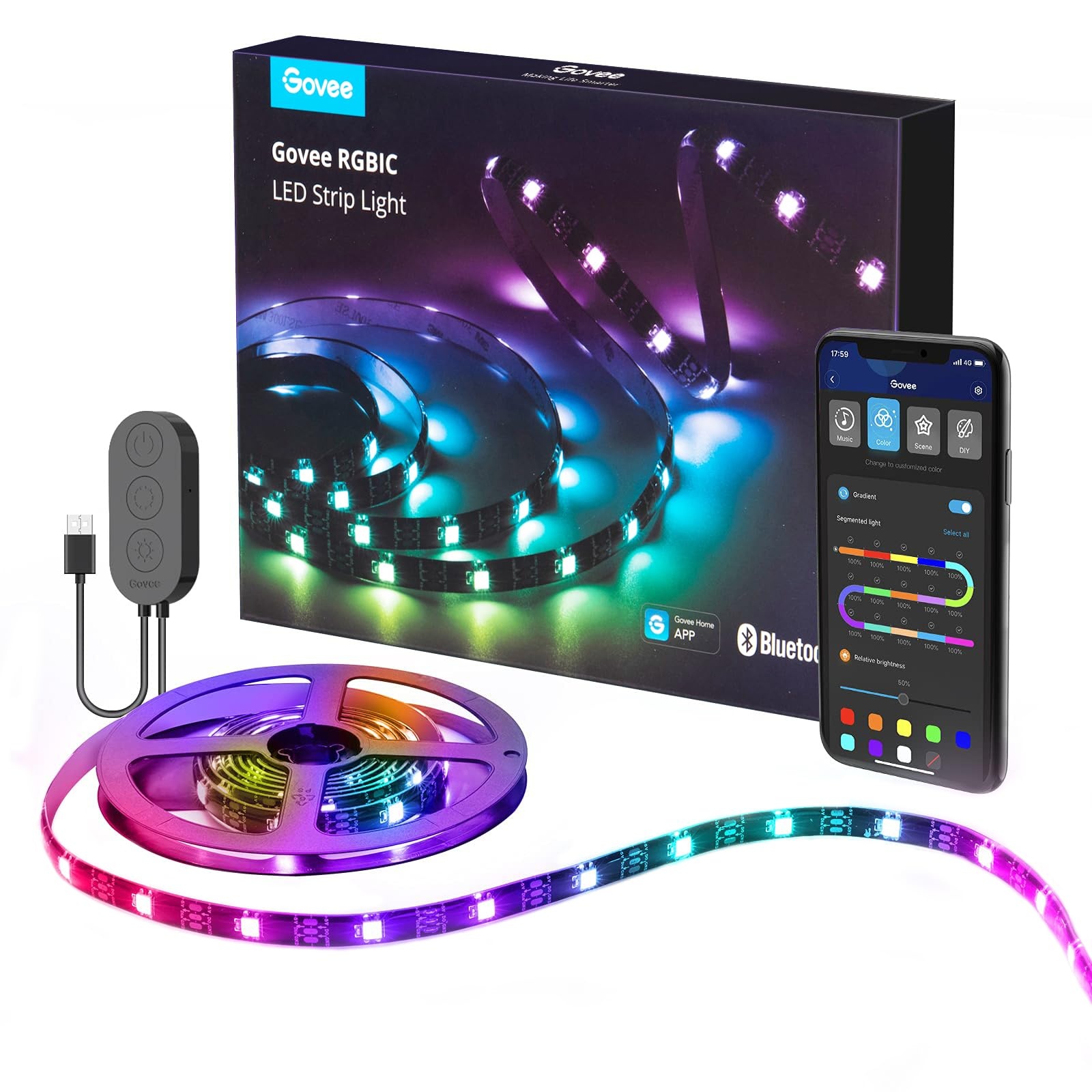 إضاءة خلفية LED لتلفاز Govee H6168 – 2 متر، للتلفازات 40–50 بوصة