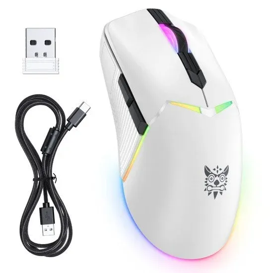 ONIKUMA CW928 RGB Tri-Mode Wireless Gaming Mouse - White 